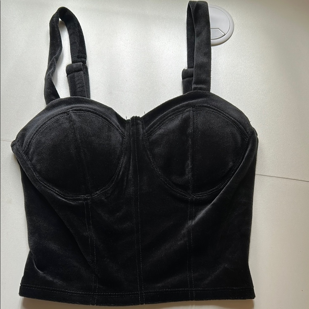 Black Velvet Bustier Top